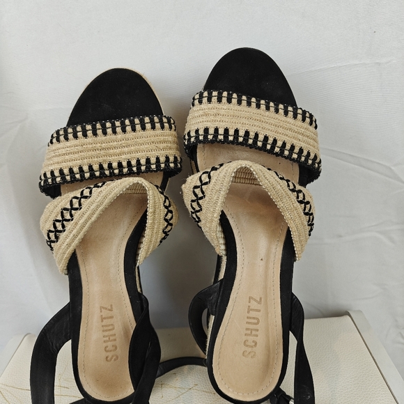 SCHUTZ Denes Platform Espadrilles In Black/Natural Size 7.5B - Picture 7 of 10